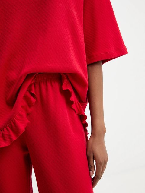 Answear Lab piżama bawełniana kolor czerwony bawełniana