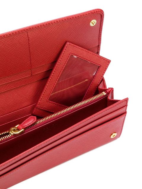 Prada logo-plaque continental wallet - Red