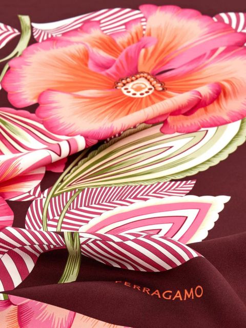 Ferragamo Brezza-print silk scarf - Pink