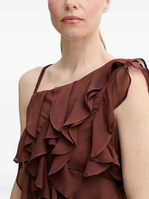 ALOHAS ruffled asymmetric party dress - Brown - zdjęcie produktu nr 2