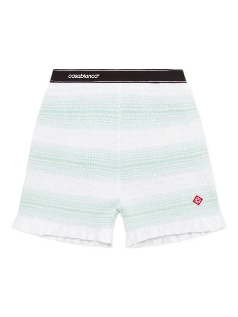 Casablanca striped ruffled-trim track shorts - White - zdjęcie produktu nr 1