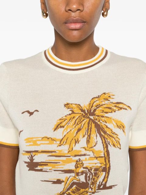 ZIMMERMANN Daylightpam-tree jacquard T-shirt - Neutrals