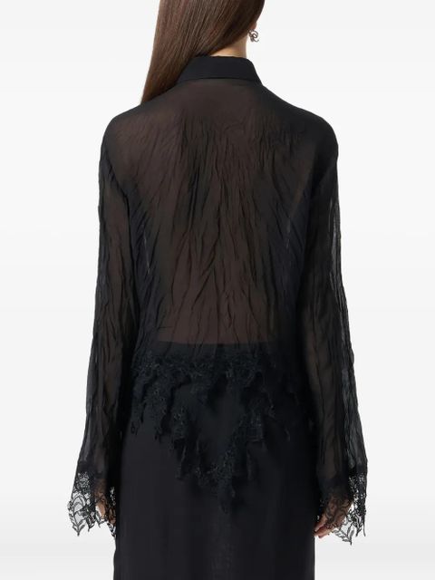 Blumarine sheer lace-detail shirt - Black