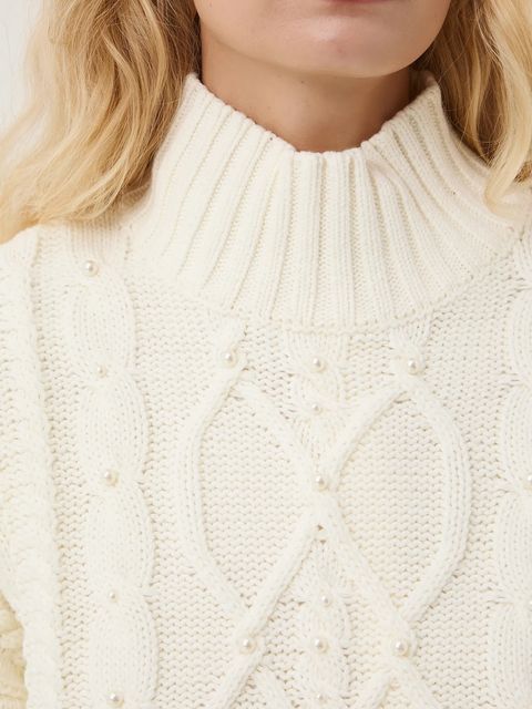 Medicine sweter damski kolor beżowy ciepły z półgolfem