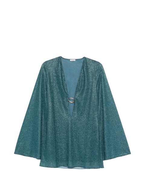 Oséree ring-detail V-neck mini dress - Blue - zdjęcie produktu nr 1