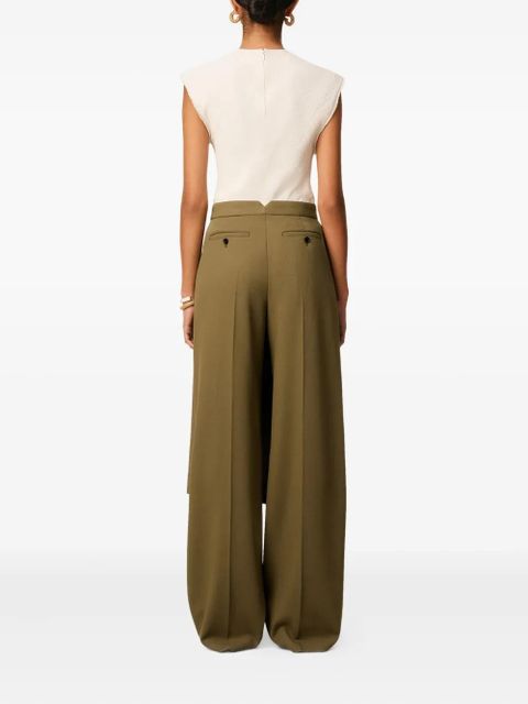 AMI Paris draped-detail wool trousers - Green
