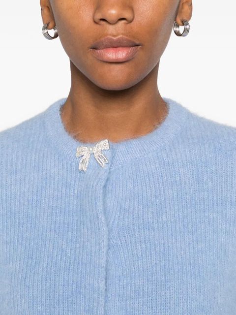 Maje bow-detail long-sleeves cardigan - Blue