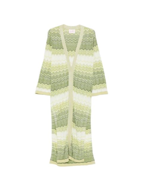 MC2 Saint Barth Tonia chevron-knit metallic cardigan - Green - zdjęcie produktu nr 1