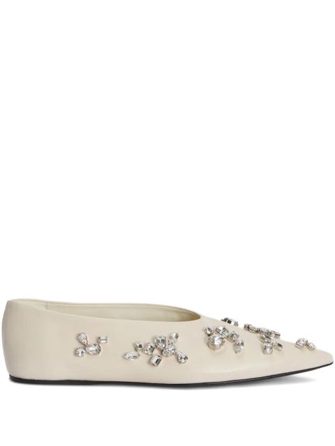 Jil Sander crystal-embellished pointed-toe ballet flats - Neutrals - zdjęcie produktu nr 1