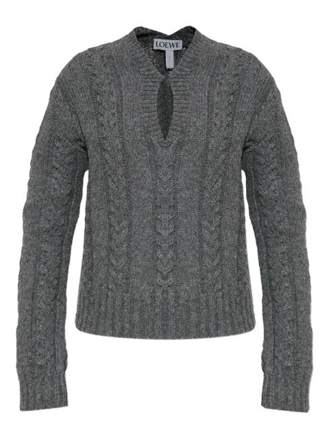 LOEWE cable-knit keyhole knitwear - Grey - zdjęcie produktu nr 1