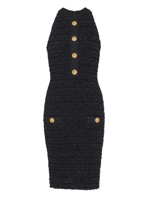 Balmain buttoned-pocket tweed mini dress - Black - zdjęcie produktu nr 1