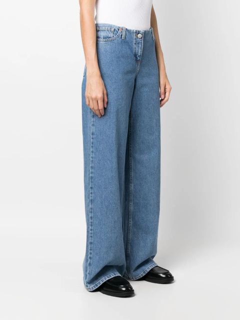 Magda Butrym logo-patch wide-leg jeans - Blue