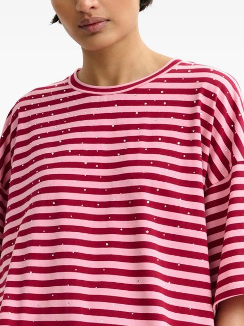 Essentiel Antwerp striped rhinestone-embellishment T-shirt - Red