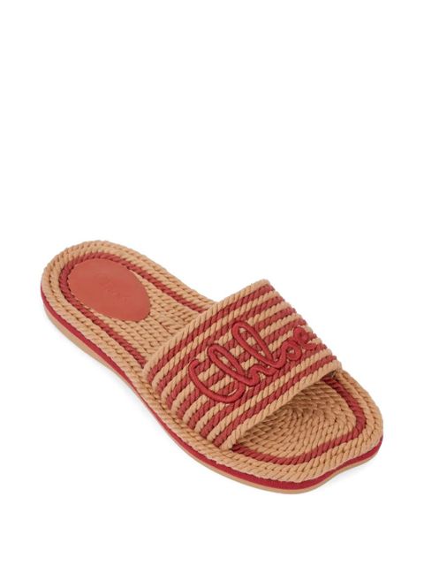 Chloé logo striped sandals - Neutrals