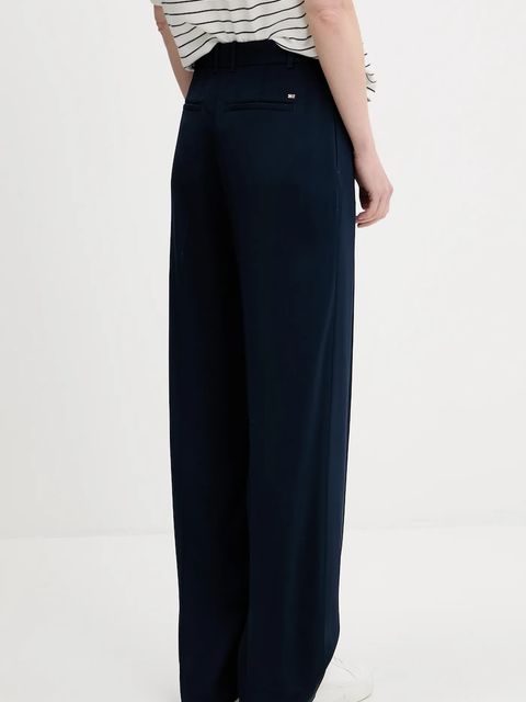 Tommy Hilfiger spodnie damskie kolor granatowy proste high waist WW0WW46749