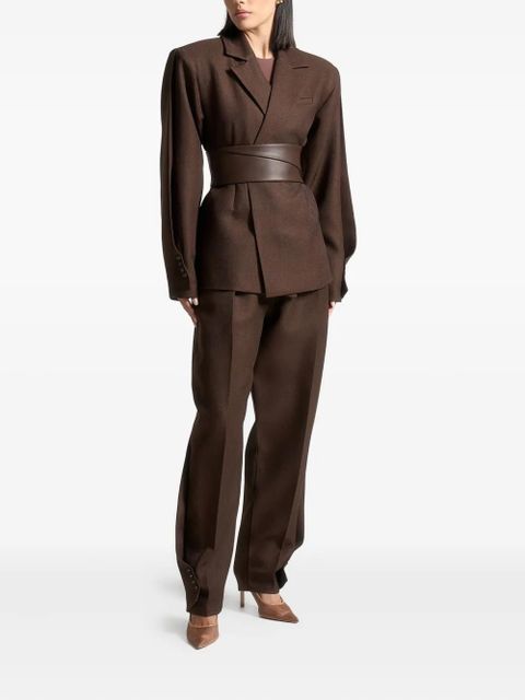 Manière De Voir Marie twist-sleeve belted tailored blazer - Brown - zdjęcie produktu nr 2