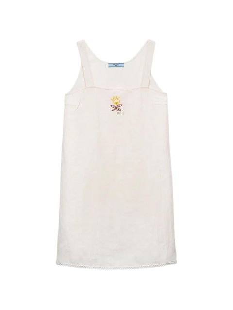 Prada embroidered slubbed fabric mini-dress - Neutrals - zdjęcie produktu nr 1