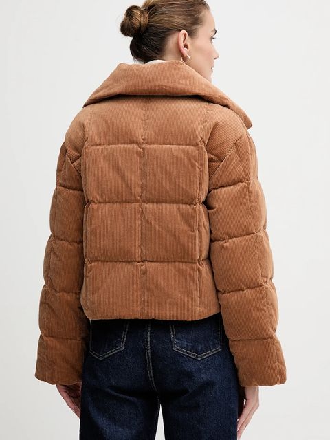 Calvin Klein Jeans kurtka sztruksowa puchowa kolor brązowy zimowa LV044D527G