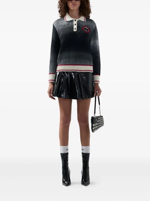 GCDS polo collar embroidered polo top - Grey