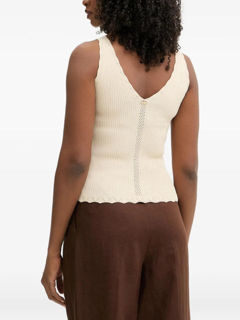 TWINSET ribbed-knit pointelle-trim top - Neutrals