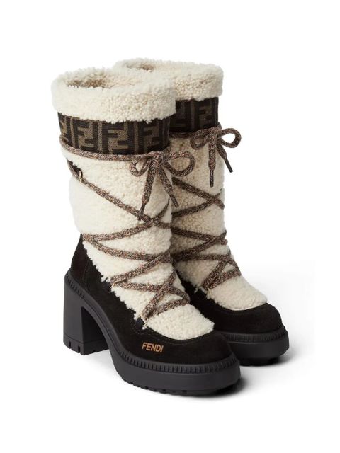 FENDI Apres Chic logo shearling boots - White