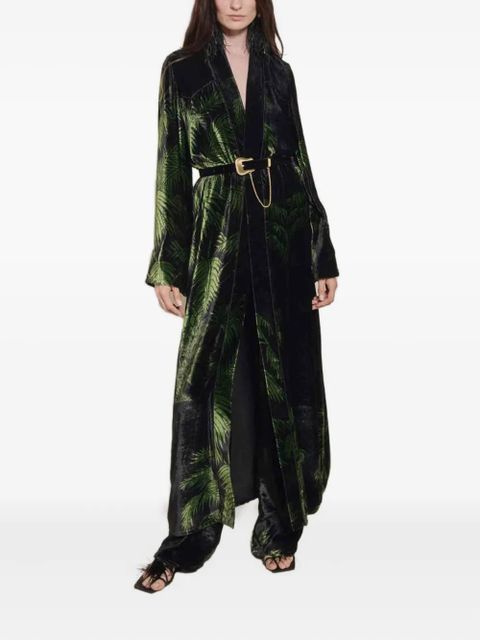 Johanna Ortiz Alma Majestuosa palm tree velvet coat - Green