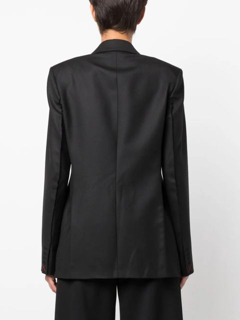 Victoria Beckham double-breasted virgin wool-cotton blazer - Black