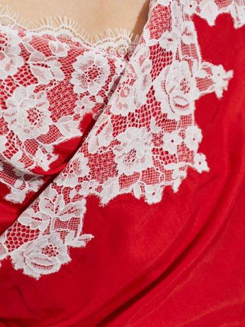 Moschino lace asymmetric midi dress - Red