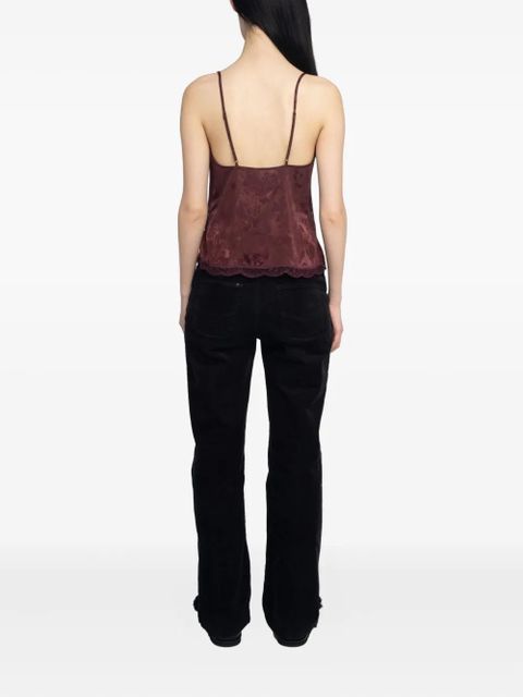 Zadig&Voltaire Cishi horse-jacquard lace-trim top - Red - zdjęcie produktu nr 2