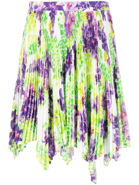 Versace Logo Orchid-print pleated asymmetric skirt - Green - zdjęcie produktu nr 1