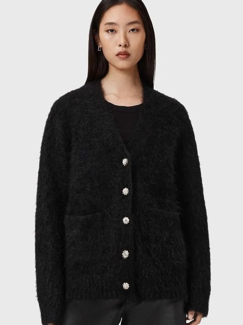 AllSaints kardigan z wełną damski kolor czarny W077KD - zdjęcie produktu nr 2