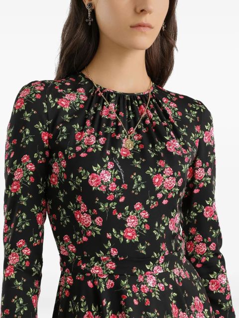 Dolce & Gabbana floral long-sleeve midi dress - Black