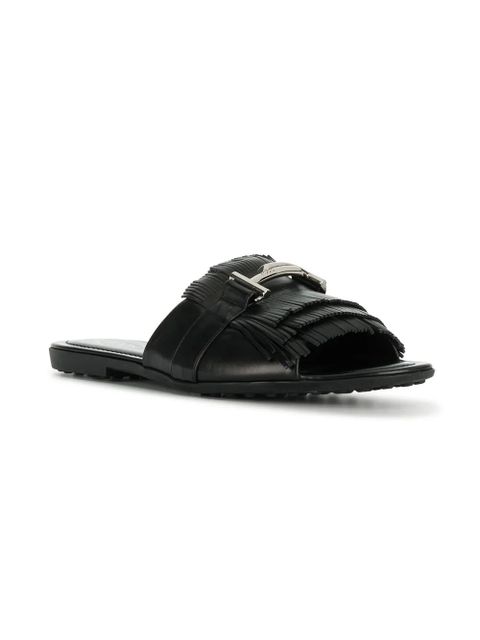 Tod's Double T fringed slides - Black - zdjęcie produktu nr 2