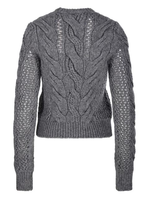 Sportmax cable-knit eyelet-detail sweater - Grey