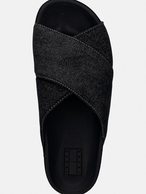 Tommy Jeans klapki TJW COMFORT SLIDES WASHED DENIM