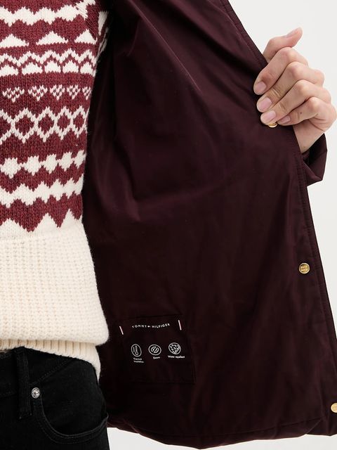 Tommy Hilfiger kurtka puchowa kolor bordowy zimowa oversize WW0WW47294