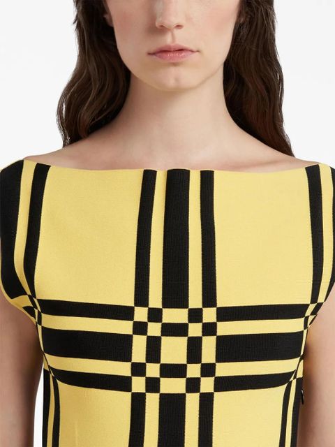 Marni checked sheath midi dress - Yellow