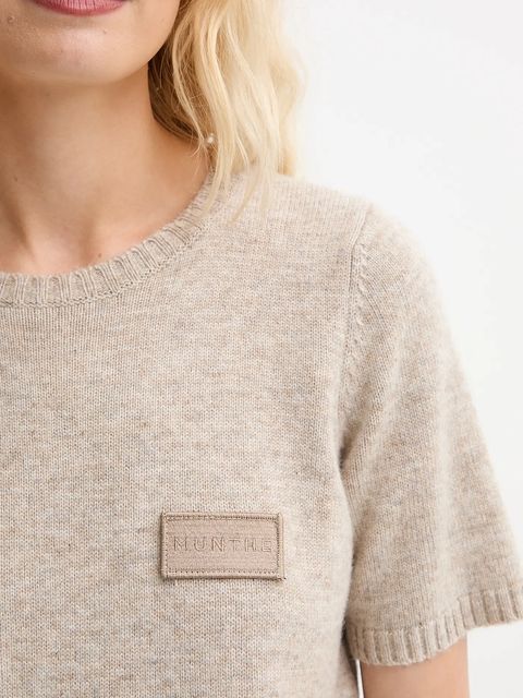 MUNTHE sweter wełniany PANTAS damski kolor beżowy 252160425270