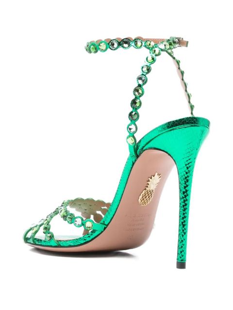 Aquazzura 120mm Tequila crystal-embellished stiletto sandals - Green