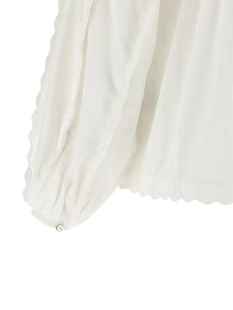 FARM Rio pleat long-sleeve blouse - White
