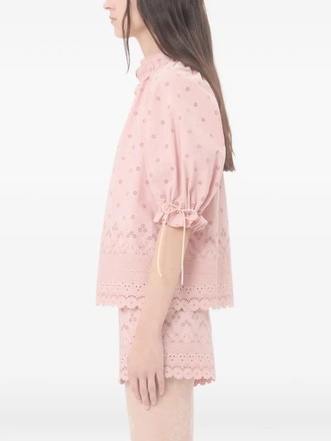 Valentino Garavani puffed-sleeve ruffle blouse - Pink