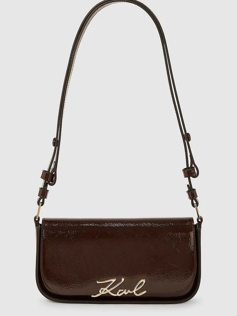 Karl Lagerfeld torebka skórzana K/SIGNATURE kolor bordowy A4W30041 - zdjęcie produktu nr 1