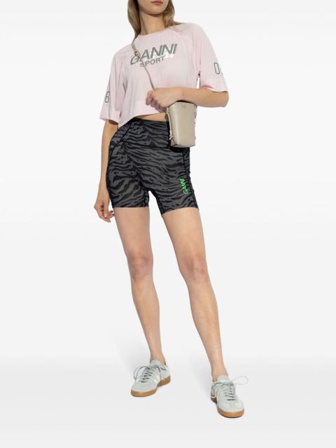 GANNI performance crop top with logo - Pink