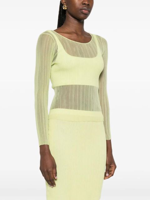 Simkhai long-sleeve sheer top - Green - zdjęcie produktu nr 2