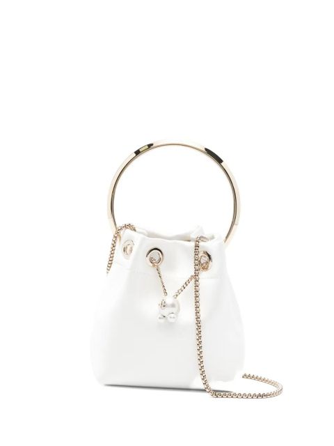 Jimmy Choo Bon Bon ring-handle clutch mini bag - White