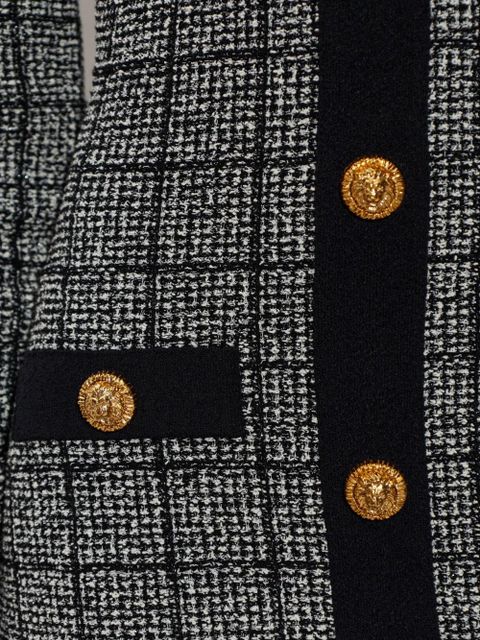 Balmain checked-pattern long-sleeve dress - Grey