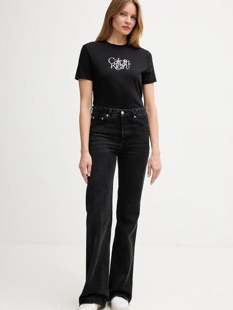 Calvin Klein Jeans t-shirt bawełniany damski kolor czarny LV047D210G