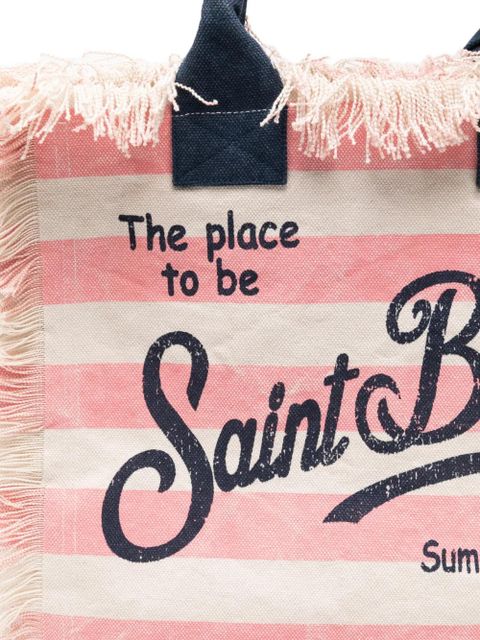 MC2 Saint Barth Vanity fringed striped tote bag - Pink