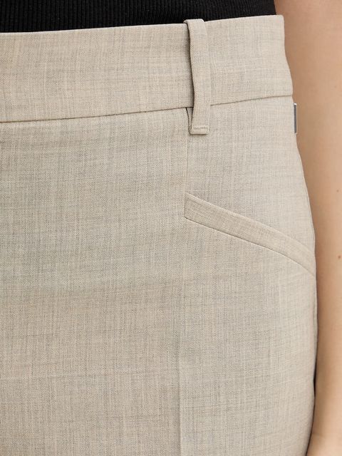 BOSS spodnie wełniane damskie kolor beżowy proste medium waist 50542004