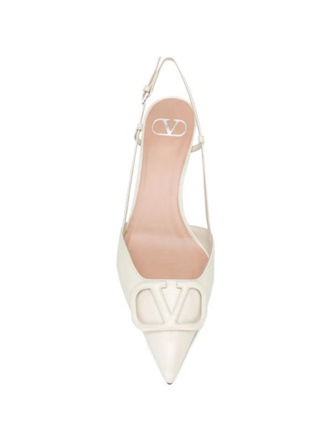 Valentino Garavani 40mm VLogo Signature leather slingback pumps - Neutrals